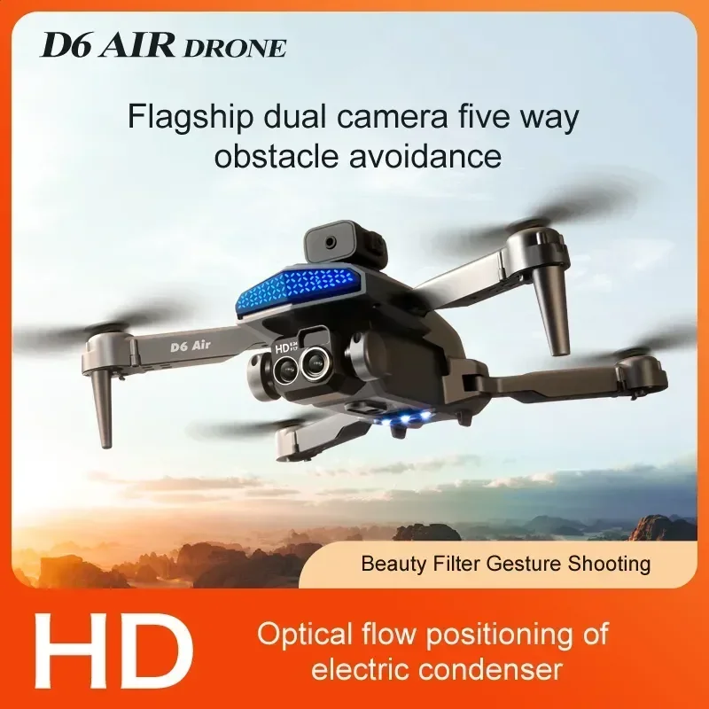 

Dual Camera Obstacle Avoidance Quadcopter Photography Optical Five-Way Toys Gift 5000 D6 Drone 8K Professional