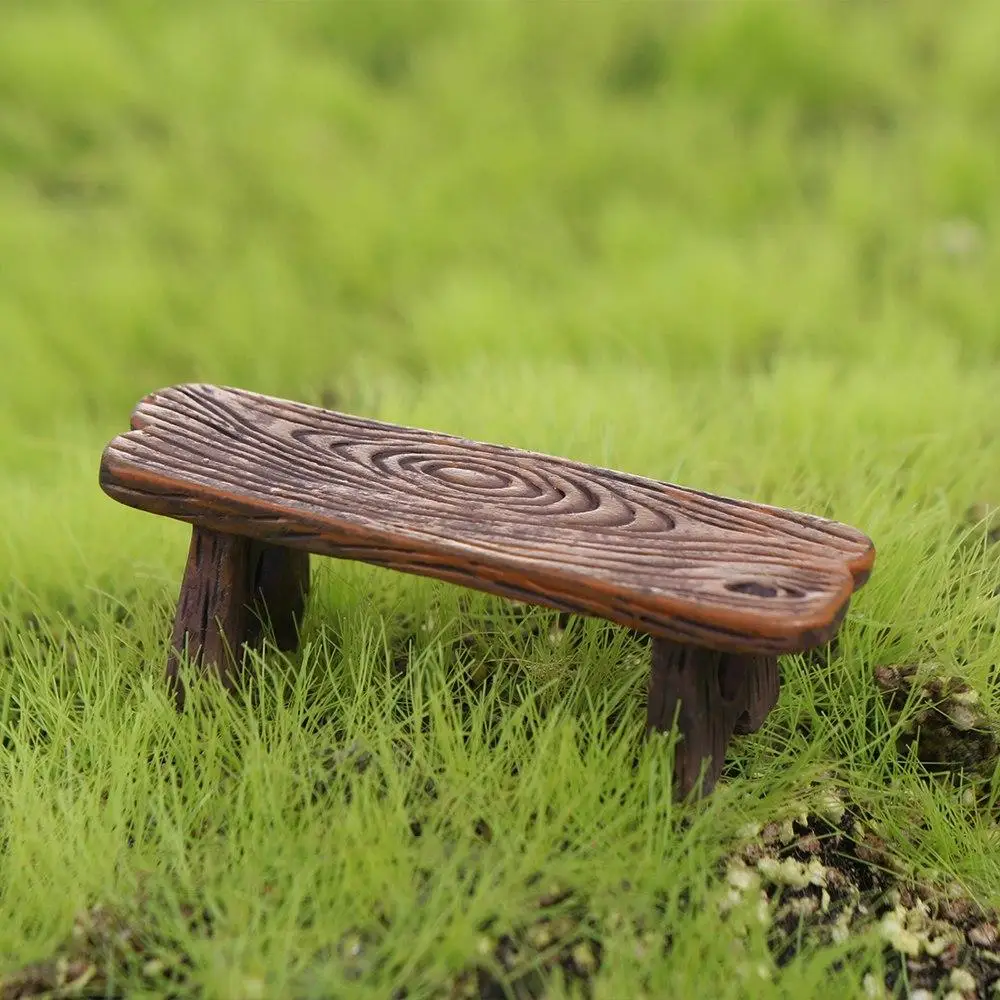 Wooden Dollhouse Miniature Wooden Bench Doll Furniture Mini Dollhouse Wooden Chair Doll House Decor Romantic