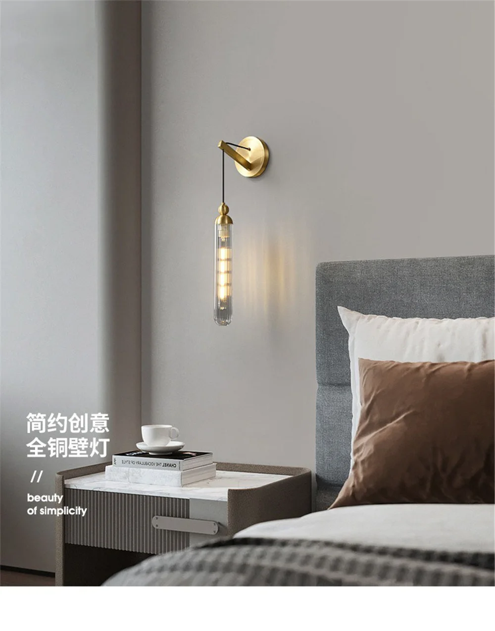 Description Picture 4 of itemModern Copper Glass Long Strip Led Wall Lamp Living Room Sofa Suspend Sconces Loft Decor Hotel Aisle Corridor Art Light Fixture