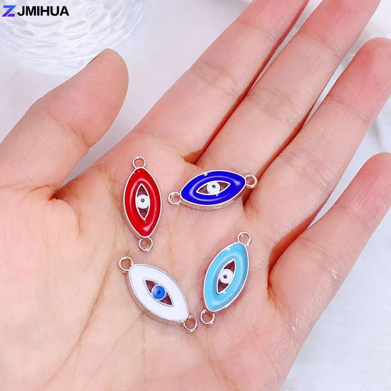 

15pcs Turkish Evil Eye Connectors Enamel Charms For Jewelry Making Supplies DIY Handmade Bracelets Anklets Findings Accessories
