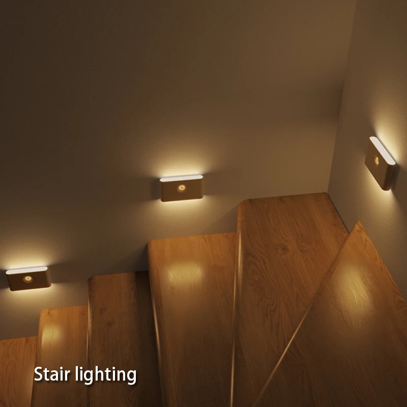 Night Light Intelligent Induction Rechargeable Side Luminous Motion Sensor Wireless Magnetic Installation LED Stair Bedside Lamp