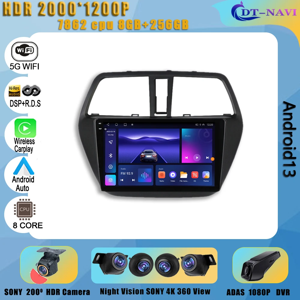 

car Radio For Suzuki SX4 2 S-Cross 2012 -2016 Android 13 Car Multimedia player Auto dvd stereo GPS Navigation Carplay BT 2Din