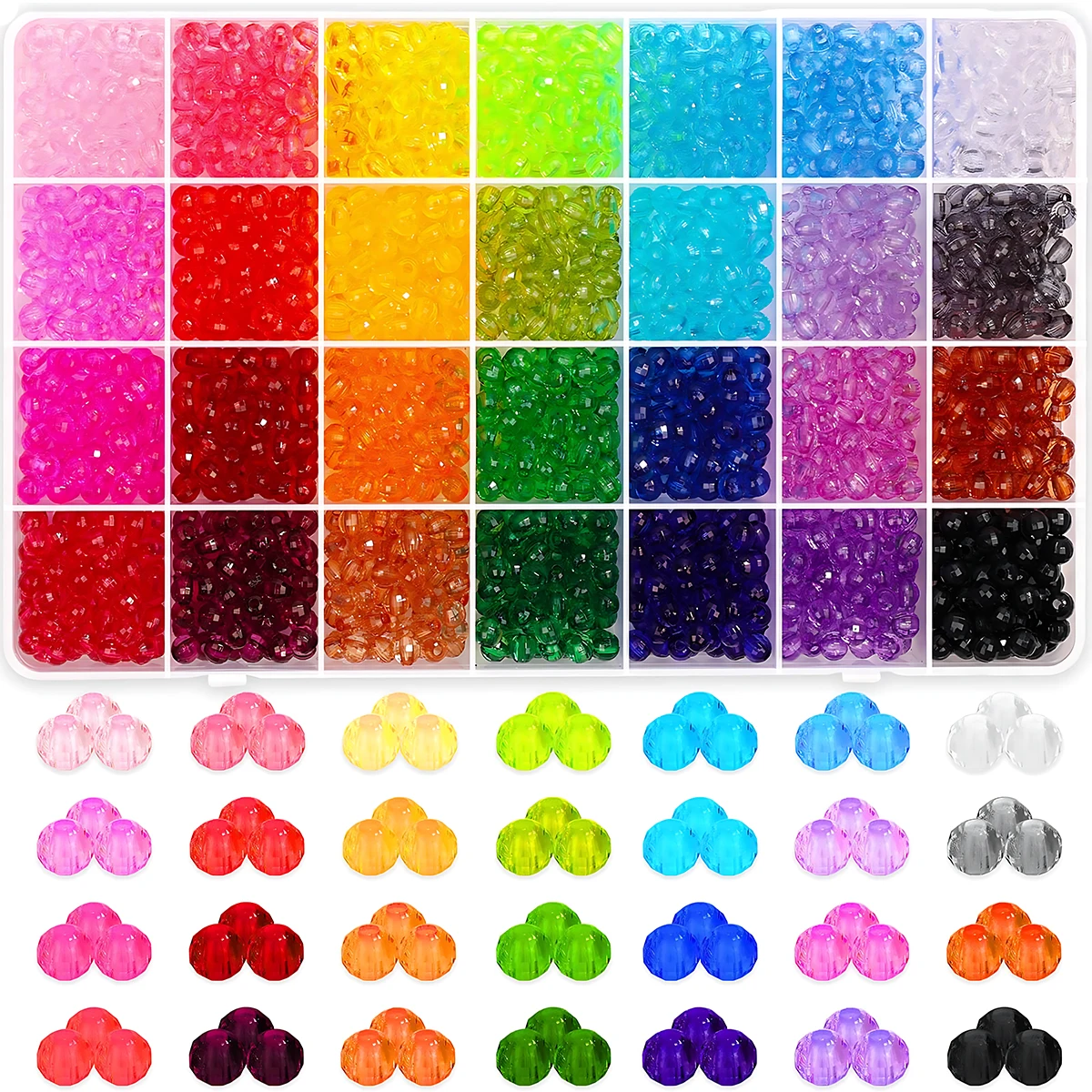 1400 Stück Kristallperlen für die Schmuckherstellung, kleine Kristall-Acrylperlen, facettierte Schmuckperlen, Doppelkegel-Edelsteinperlen, Schmuck für Schmuck