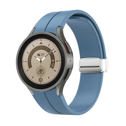 Enhanced Silicone Magnetic Buckle Watch Strap - Premium Design (Available in Multiple Sizes) - Watch 5 Pro 45mm (Silver blue)