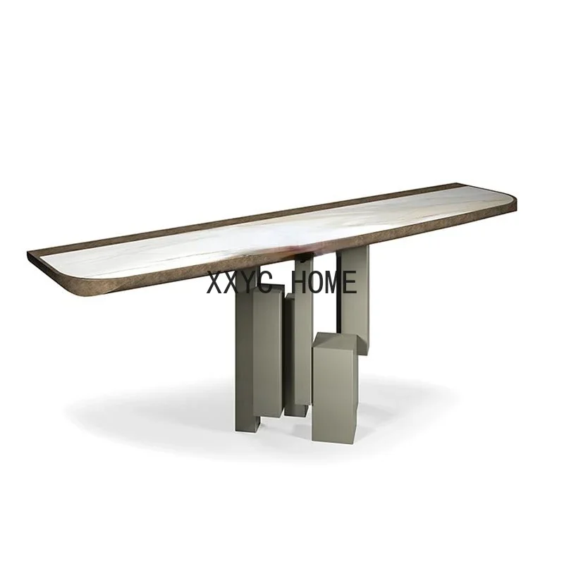 

Stone Plate Console Tables Corridor Artistic Cabinet Italian Light Luxury Console Home Post-Modern Minimalist