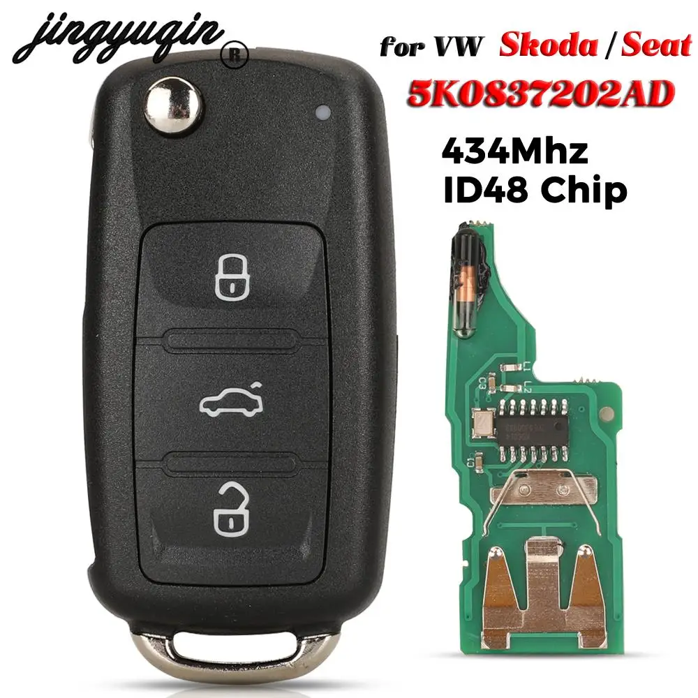 Jingyuqin 5K0 837 202 AD Fernbedienung Schlüssel 434 MHz id48 für VW Golf Mk6 Kombi Caddy Eos Jetta Polo Scirocco Tiguan skoda/Seat Cordoba