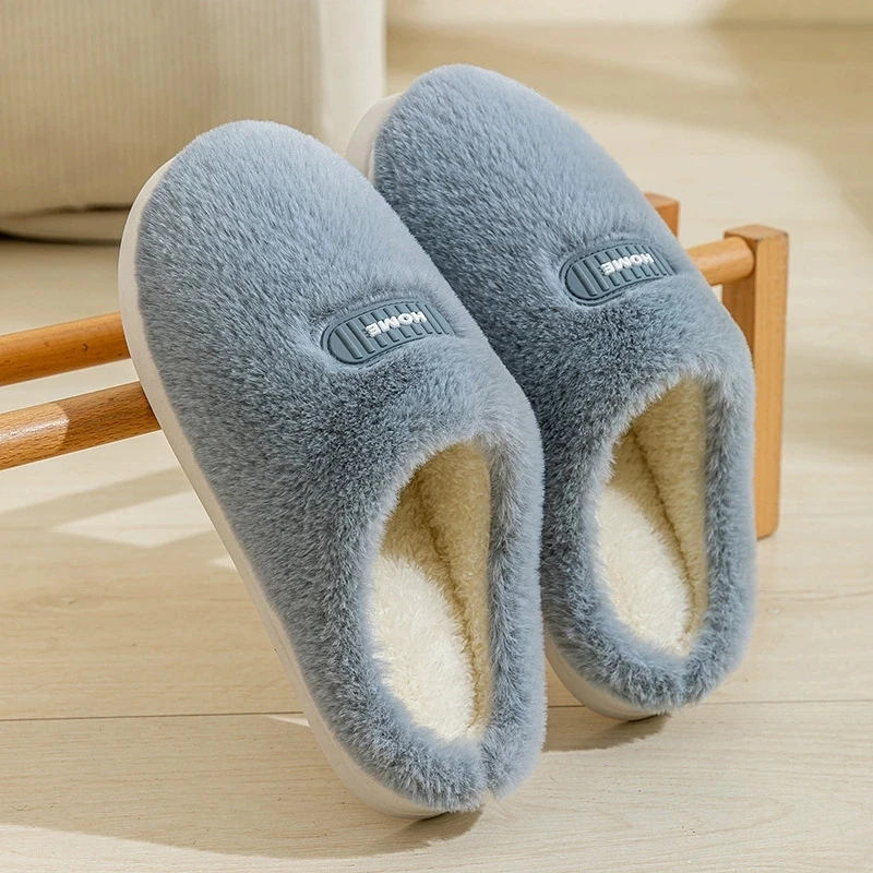 Soft Faux Fur Cotton Slippers Women Indoor Light Slip On Warm Fluffy Slippers Woman Thick Bottom Home Plush Slides Ladies