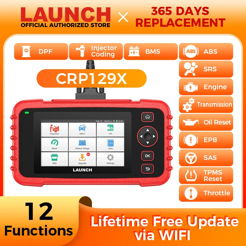 Launch X431 Crp129x Obd2 Scanner Auto Code Reader Obd Diagnostic Tool Eng At Abs Srs Oil Sas