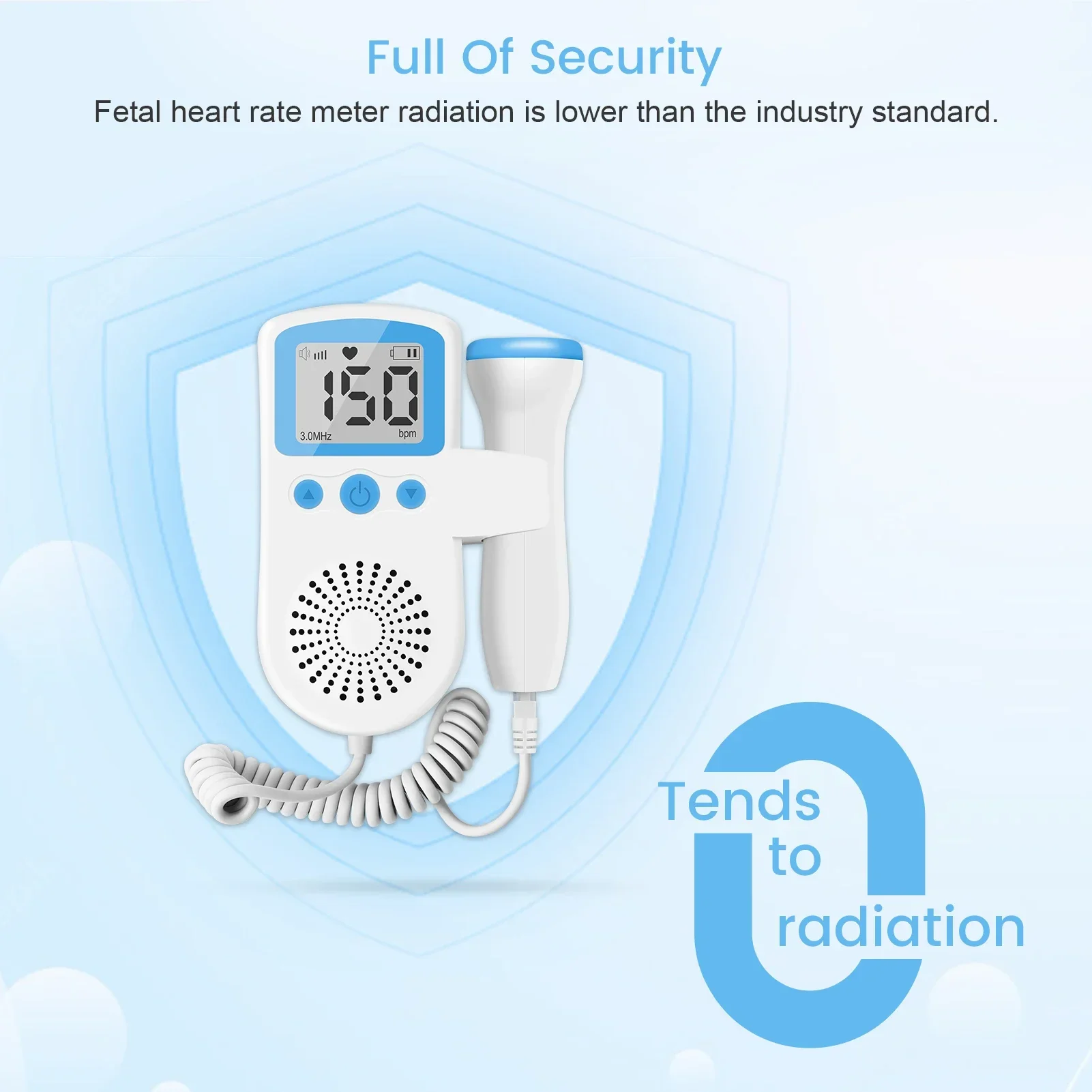 3MHz Doppler Fetal Monitor Baby Heartbeat Monitor Pregnancy Digital Fetal Doppler Stethoscope Baby Heart Beat Detector Mom