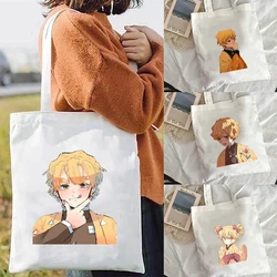 Shoping Bags Canvas Bag Demon Slayer's Blade Shopper Women's Customizable Tote Shoppers With Anime Designer Handbags Big Hand