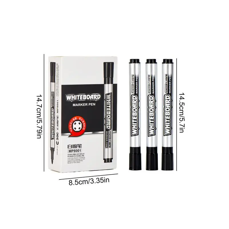 Black Markers Fine Point Dry Erase Erasable Markers 10 Pcs Fade-Resistant Smudge-Proof Whiteboard Pens For School And Home