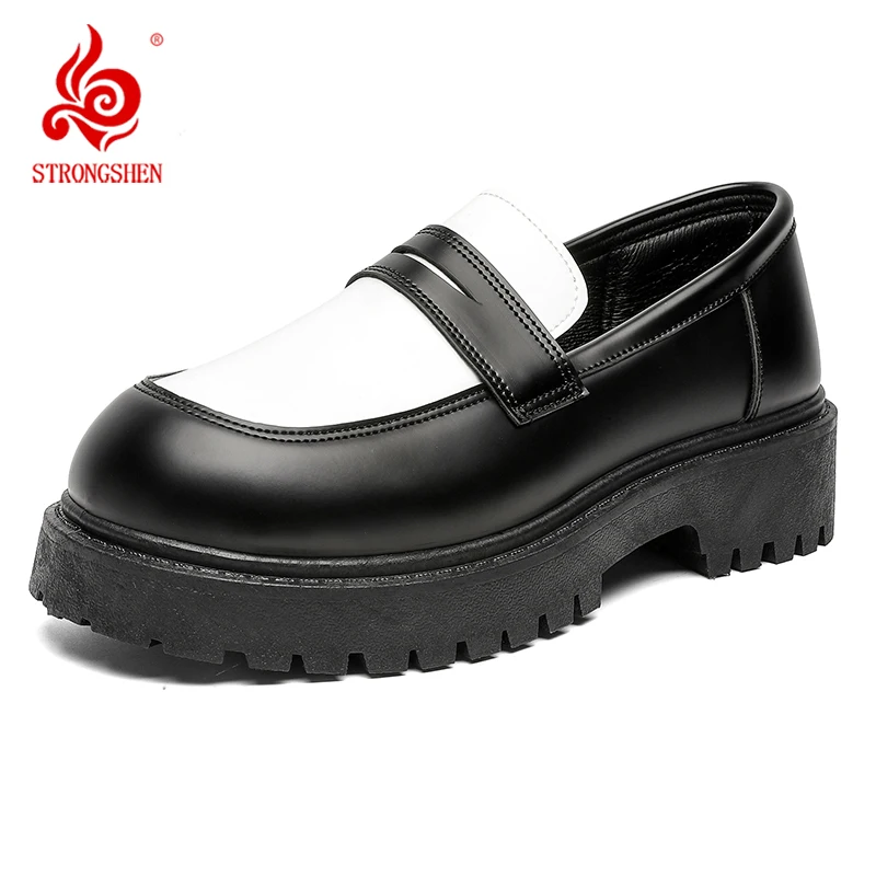 STRONGSHEN Men Leather Shoes Platform Loafers Fashion Luxury Formal Business Shoes Slip on Mocassin Shoe Homme Zapatos De Hombre