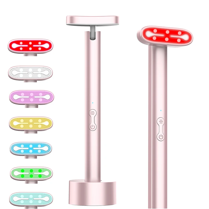 7 Colors Red Blue Light LED Beauty Facial Wand Vibration Face Lifting Device Skin Rejuvenation Eye Neck Massager Skin Care Tool eye massager
