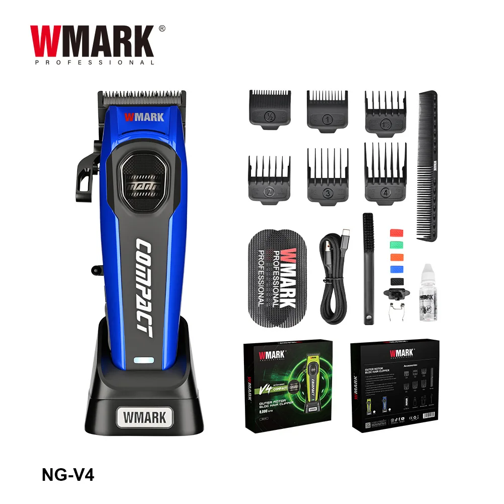 WMARKNG-V4 아우터 로터 브러시리스 조각용 헤어 클리퍼 (8000 RPM DLC 블레이드 헤드 및 그라데이션 디자인 ..
