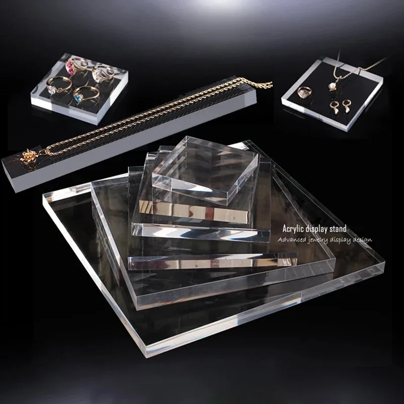 Transparent acrylic block platform jewelry holder organizer display stand for Bracelet Necklace Ring earring cosmetics riser