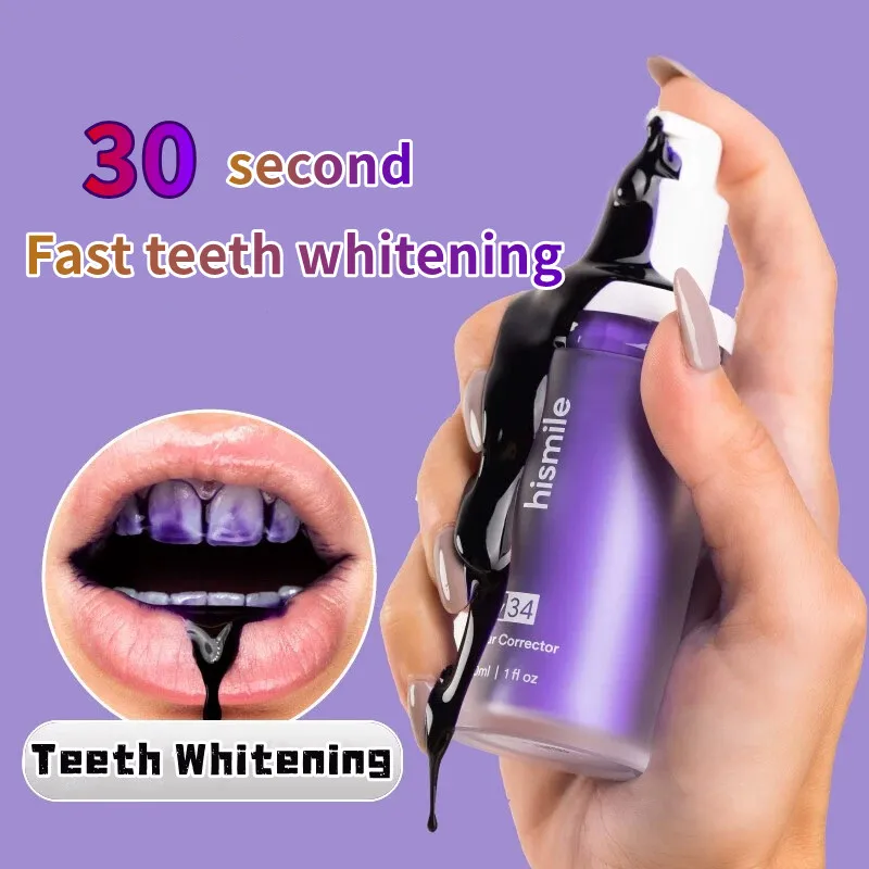 

V34 30ml Purple Whitening Toothpaste Remove Stains Reduce Yellowing Care For Teeth Gums Fresh Breath Brightening Teeth SMILEKIT