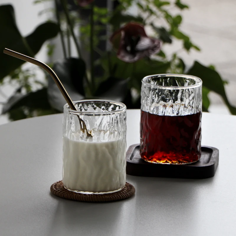 

300Ml Hammered Coffee Glass Cup Hand-Made Whiskey Glass Home Creative Beer Glass Crystal Glass Cup for Wedding Party