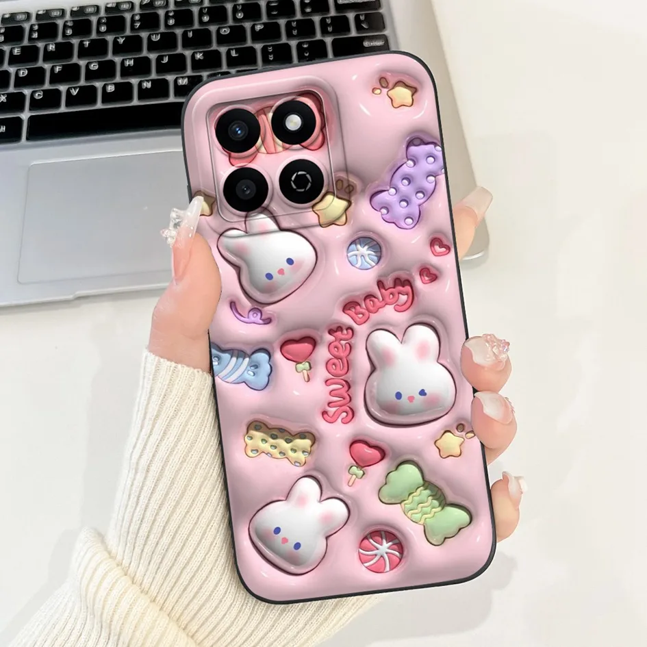 Fashionable Shockproof Silicone Bumper Case with Rabbit Flower Design