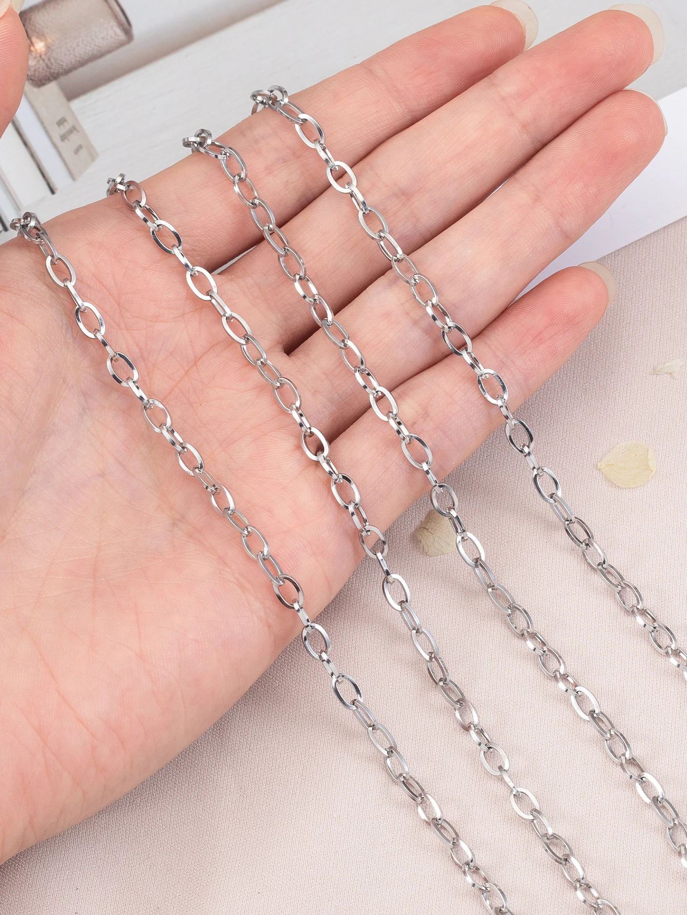 1meter Stainless Steel Chains for Jewelry Making DIY Rolo Cable Link Chain Necklace Bracelet Handmade Accessories Wholesale