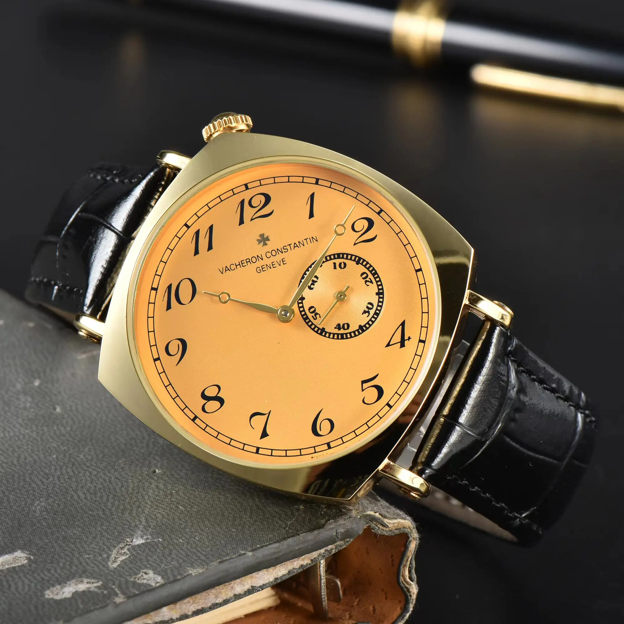 Pretty Style Quartz Watches For Men Simple Hot Square Dial Automatic Date Leather Strap Daily Waterproof Luxury AAA Clock Male