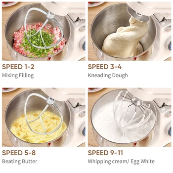 BioloMix Kitchen Food Stand Mixer, 1200W 11-Speeds DC Motor, Digital OLED Screen, Electric Food Mixer with Dough Hook, Whisk 3