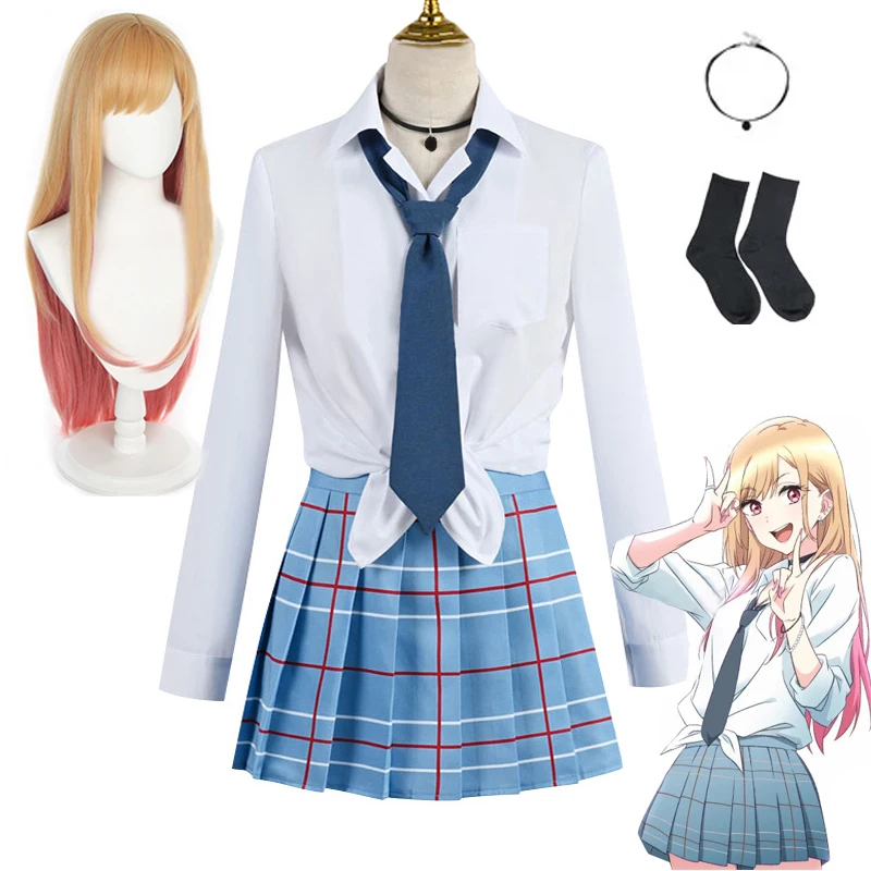 

Anime My Dress Up Darling Kitagawa Marin Cosplay Costume JK School Uniform Shirt Skirt Halloween Costumes Outfits for Girl Women