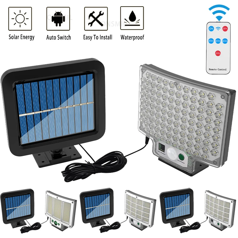

Super Bright Solar Split Wall Lamp 3 Mode Outdoor Indoor LED Light Waterproof Motion Sensor With 5M Extension Line For Garden