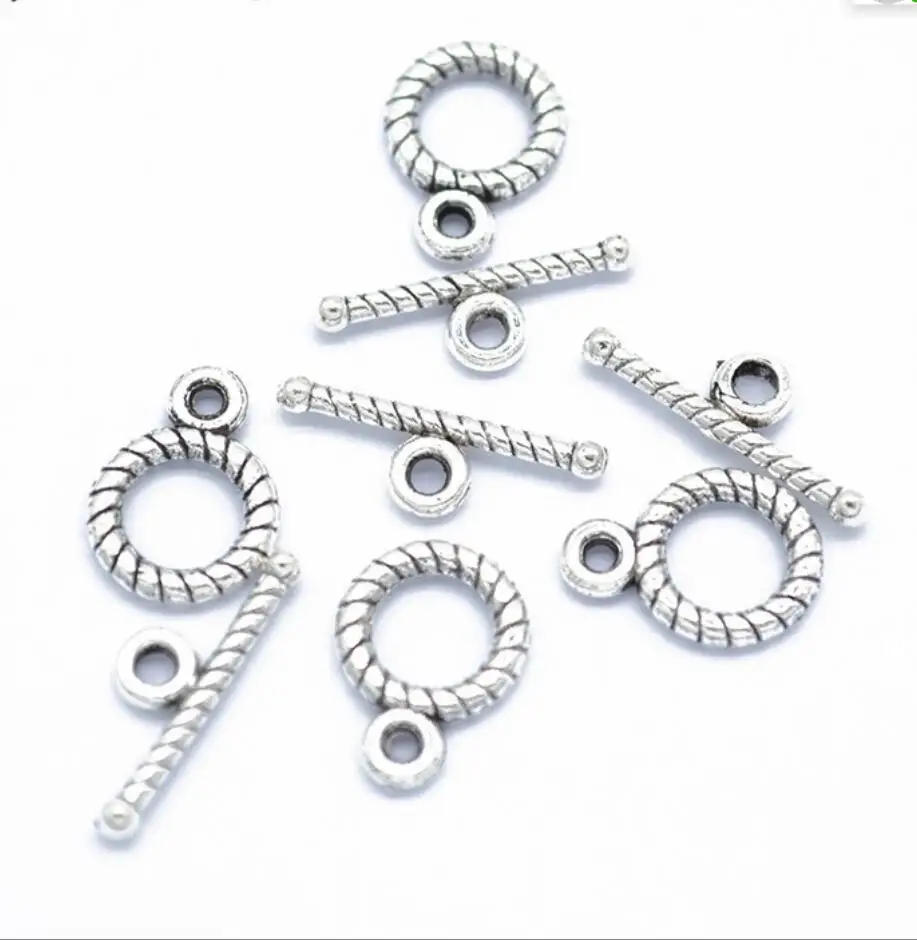 200sets ring12x9mm bar is 16*5mm T-Bar Round Circle Toggle Clasps Bracelet Connectors Findings F0256