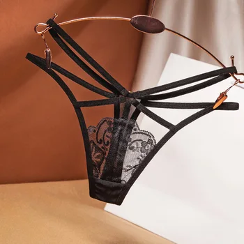 Prospettiva sexy biancheria intima da donna in pizzo moda cintura incrociata in bundle perizoma ricamato G-String Slip per ragazze Donna Trasparente 1