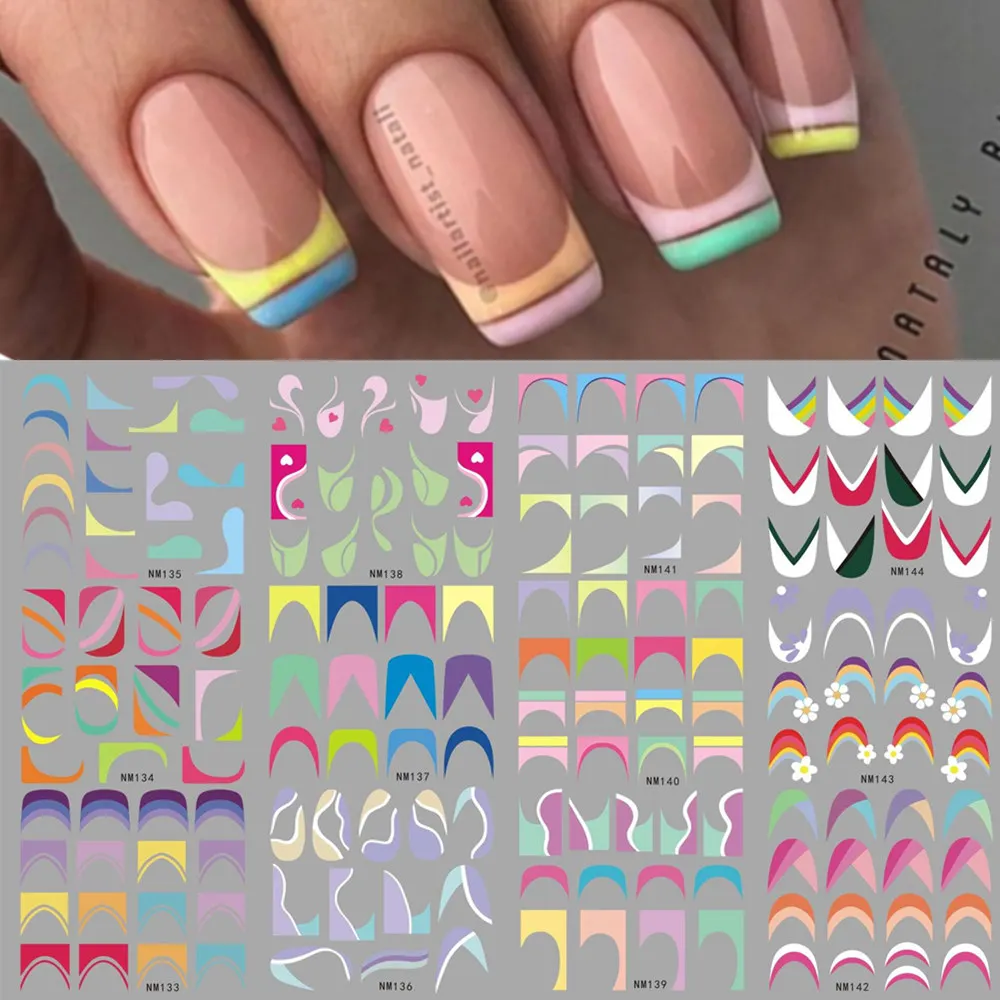  French Swirl Nail Art Stickers Decals Nail Art Supplies French  Swirl Lines Geometry Irregular Whirling Wave Cow Print Decal on Nails Art  Charms Manicure Slider Tip 6 Sheets : Beauty 