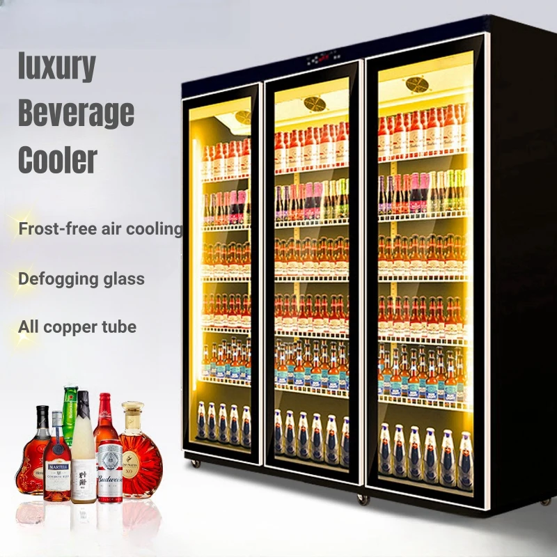 9-Commercial Refrigerator Upright Drink Freezer with Three Glass Doors Single-Temperature Vertical Display Freezer