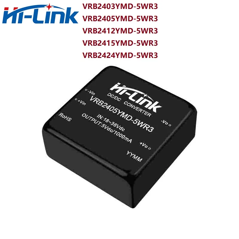 

Hi-Link Small consumer electronics Free shipping wide voltage input 24V To 12V DCDC isolated power supply module VRB2412YMD-5WR3