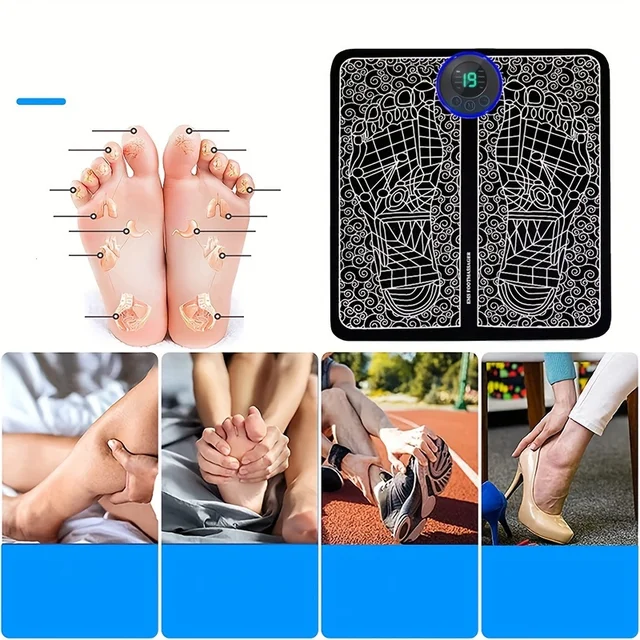 Foot Massage Pad Electric Sole Massage Tool USB Charging Convenient Fast Suitable for Home and Travel Black 6