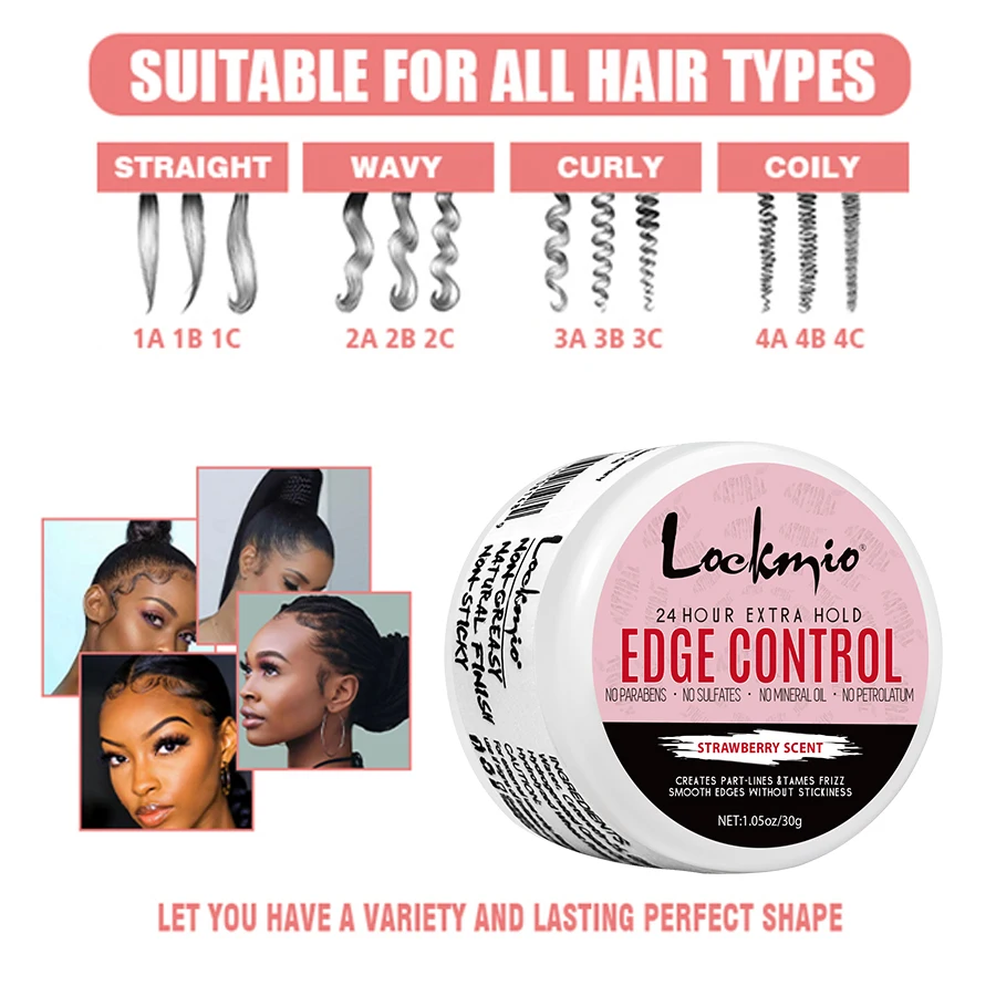 LOCKMIO 4PCS Hair Wax Stick Women Set Styling Wax for Smooth Wigs and 4c Black Hair Edge Control Gel Extra Hold with Edges Brush 2