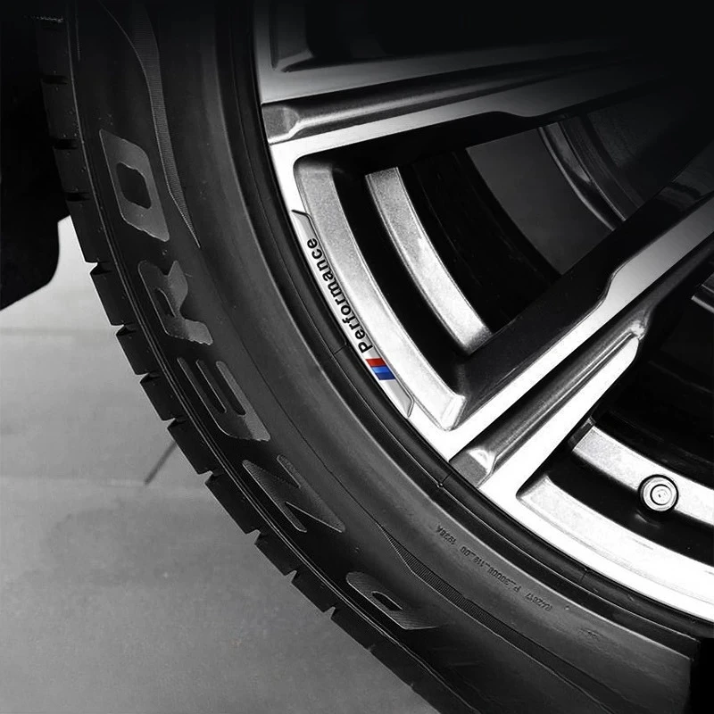 4개 자동차 휠 허브 엣지 스티커 자동차 엠블럼 장식 BMW M 파워 퍼포먼스 F10 F31 E36 E39 E87 E90 X3 X5 M3 M5 X1 X3 X5 용