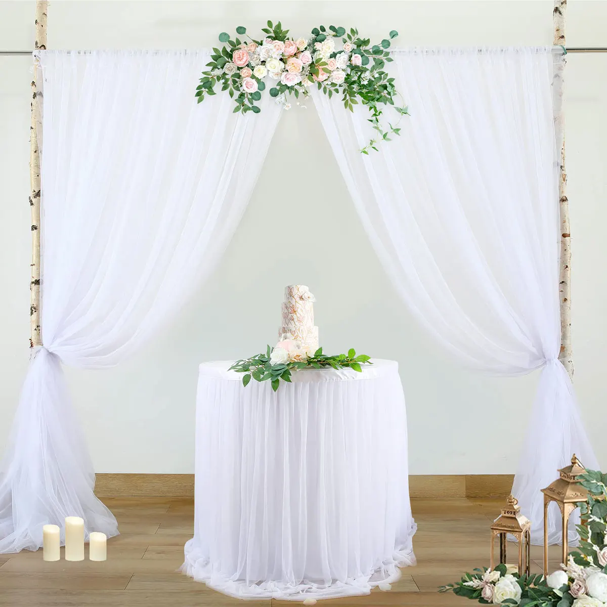 1.6x2m Ivory Chiffon Backdrop Wedding Tulle Yarn Background Crystal Sheer Fabric Rustic Country Wedding Birthday Party Decor