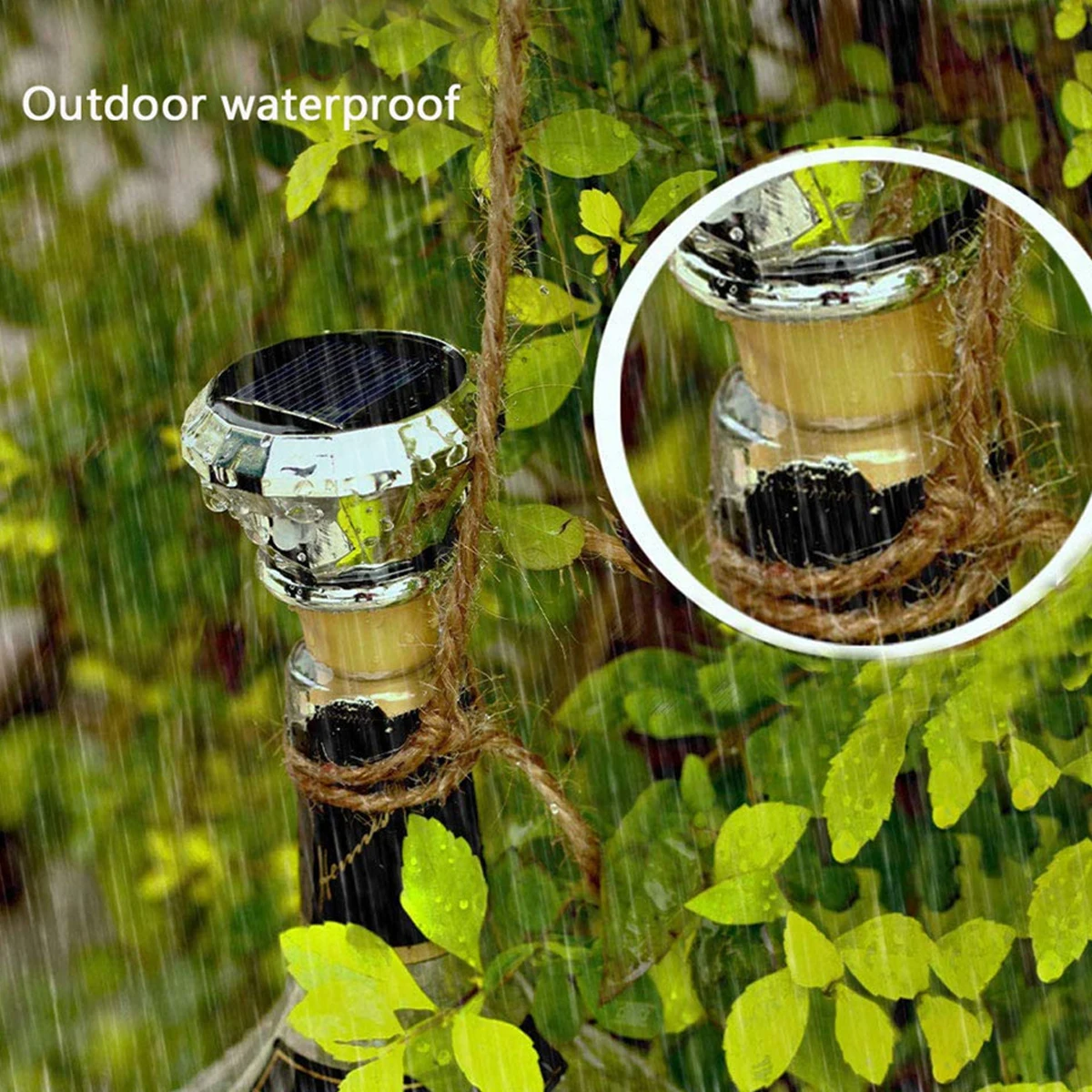 Solar Wine Bottle Light 2M 20 LED Copper Wire Fairy String Lights IP65 Waterproof Cork Light Auto On/Off Christmas Party Decor 4