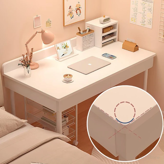 White Bed Table Laptop Computer Desk Storage Study Girl 1 Shaped