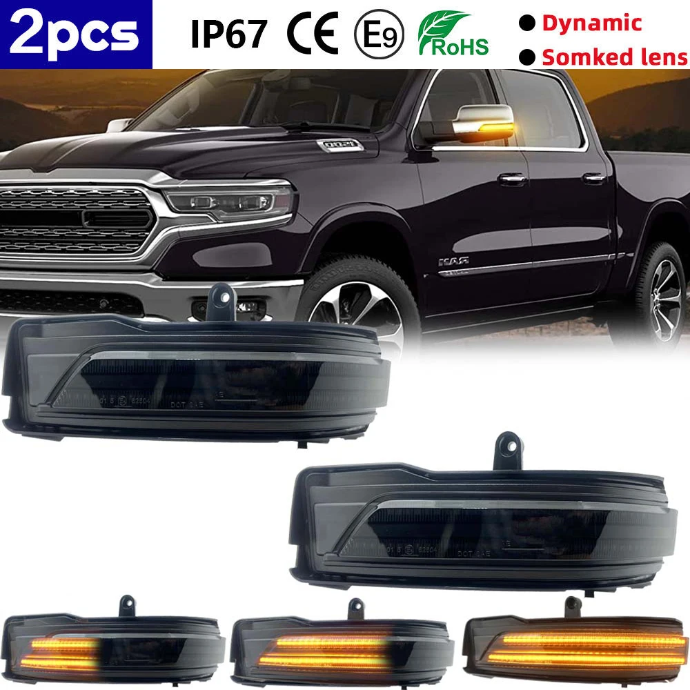 

LED Turn Signal Light Dynamic Side Mirror Lamp Blinker 2019 2020 2021 2022 For Dodge RAM 1500 OEM#68402096AA/68402097AA