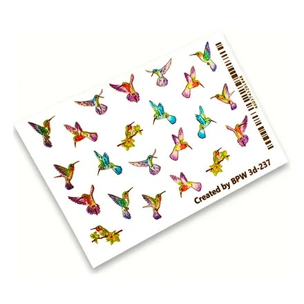 BPW.style 3D hummingbird slider #3d-237 stickers for art nail manicure pedicure tools Valentine's day gift | Красота и здоровье
