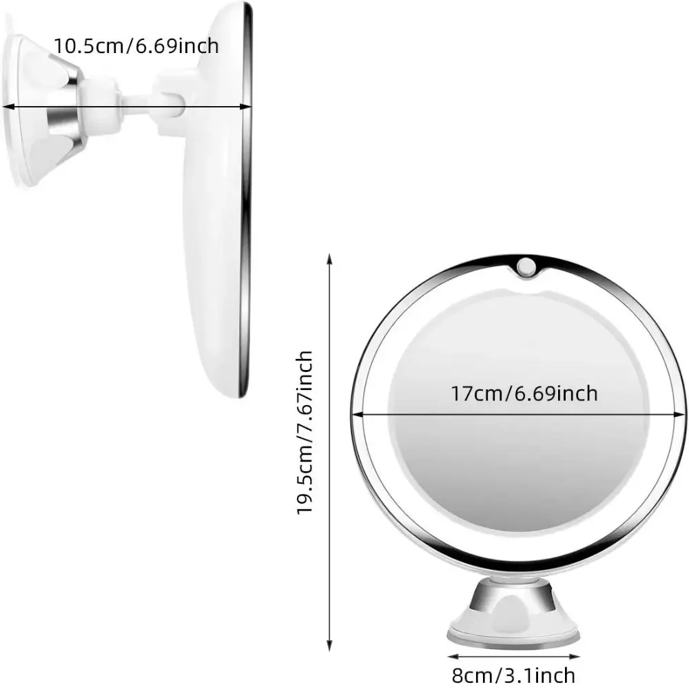 Flexible 10x Magnifying Mirror LED LightingTouch Screen Portable Dressing Table Makeup Dry Battery