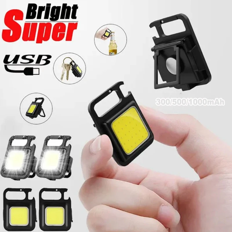 Keychain Flashlight Usb Charging Portable Mini Cob Led Flashlight