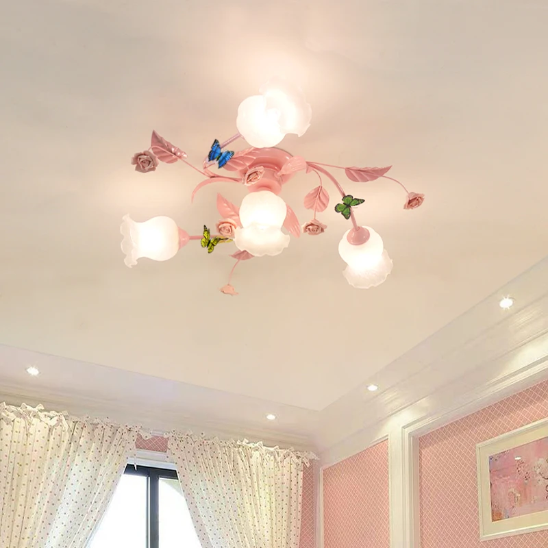 

Стеклянный абажур E27 для спальни, свадьбы, керамическая лампа, розовые потолочные светильники, освещение поверхности для дома
