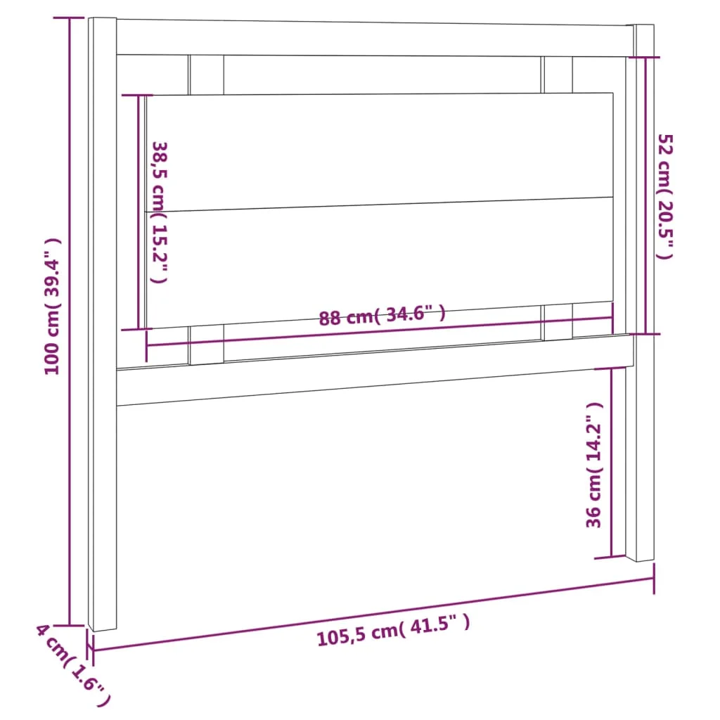 Cabecero de cama madera maciza de pino blanco 105,5x4x100 cm - referencia  Mqm-818906