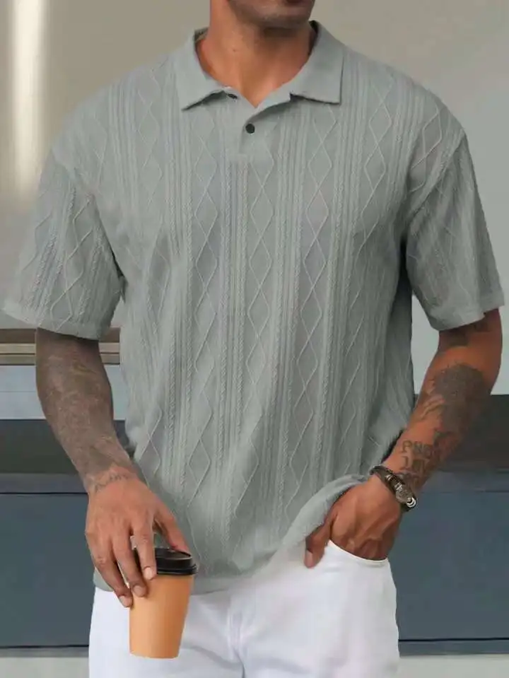 Knitted Polo Shirt – Men's Retro Summer Lapel Tee | Breathable Lightweight Top