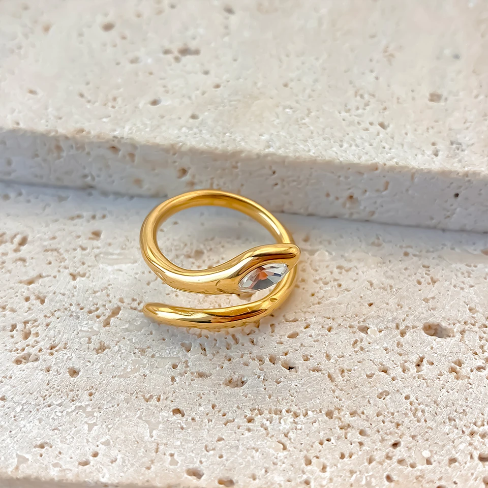 Hiraeva Einzigartiger 18K Vergoldeter 3D Offener Schlangenring — Nicht Verblassender Edelstahlring, Ideal für den Täglichen Gebrauch von Frauen – Detail 8