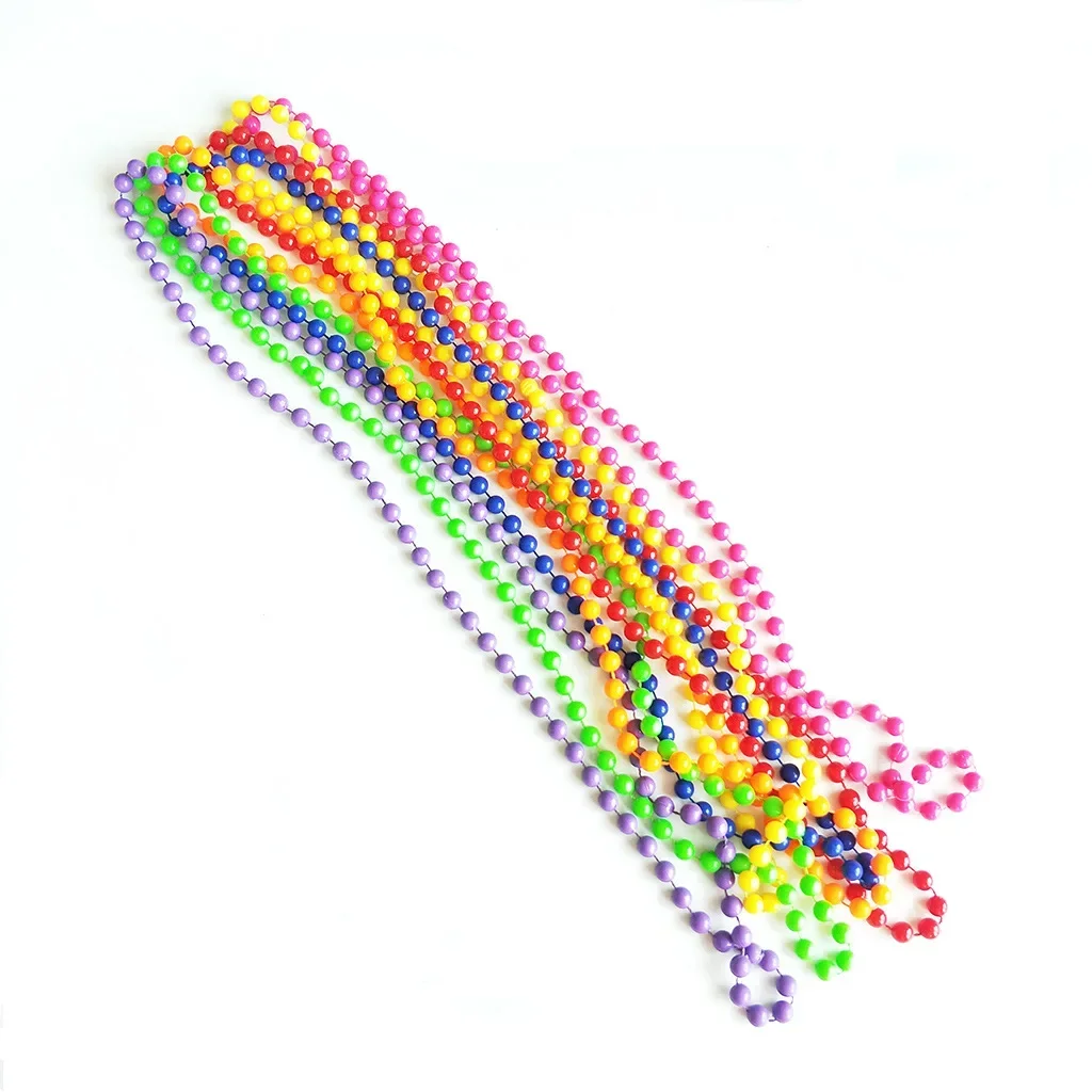 

30pcs Assorted Round Neon Plastic Beaded Necklaces Party Supplies Mardi Gras Favors Green Pink Yellow Orange Halloween