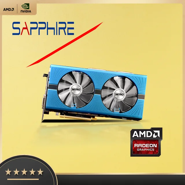 SAPPHIRE Video Card AMD RX580 8G NITRO+ 256Bit  GDDR5 Graphics Cards For RX580 Series Cards RX580 DisplayPort placa Used 3