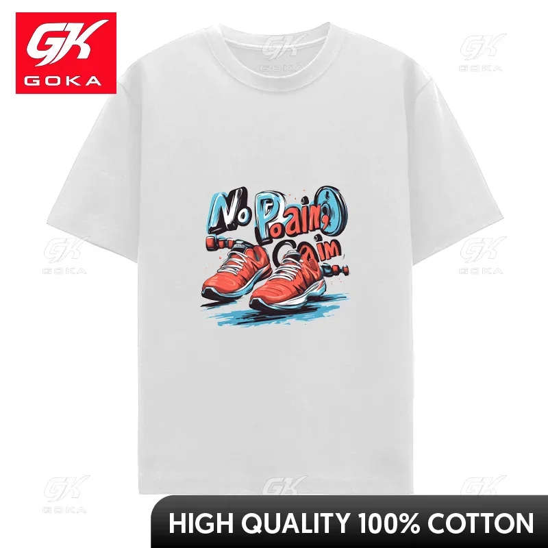Fitness T-shirt No Pain No Gain Men's Sneaker Pattern Printed T-shirt Hip Hop Casual Short Sleeve Clothing  Women's Unisex Tee 2