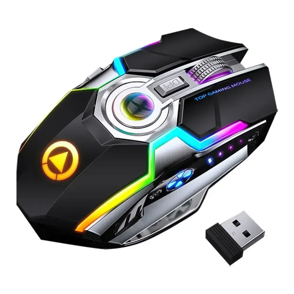 YD A5 A7 RGB 백라이트 충전식 무선 게이밍 2.4G 마우스 USB 7버튼 1600DPI 게이머 무소음 마우스 PC 노트북용